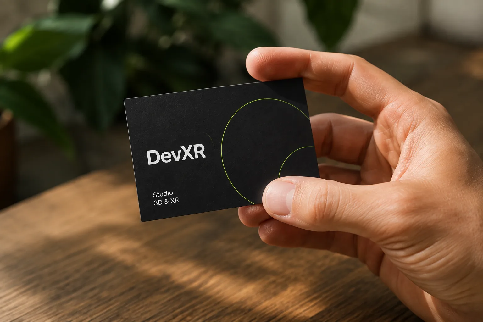 Carte de visite DevXR tenue en main